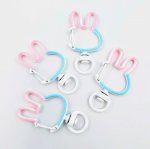 画像3: カラビナ うさぎ型 白 ピンク 水色 5個セット 長さ42mm ナスカン ライトブルー ホワイト ハンドメイド キーホルダー金具 ラビット ビーズクラブ (3)
