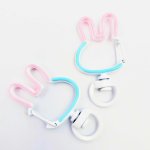 画像1: カラビナ うさぎ型 白 ピンク 水色 5個セット 長さ42mm ナスカン ライトブルー ホワイト ハンドメイド キーホルダー金具 ラビット ビーズクラブ (1)