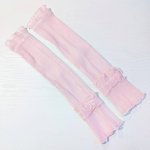 画像5: アームカバー レース生地 ピンク 涼しい 48cm ゆったり 腕カバー 桃色 ロング丈 ひんやり 無地 かわいい 日除け スポーツ おしゃれ レディース ビーズクラブ (5)