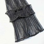 画像2: アームカバー レース生地 ブラック 涼しい 48cm ゆったり 腕カバー 黒色 ロング丈 ひんやり 無地 かわいい 日除け スポーツ おしゃれ レディース ビーズクラブ (2)