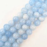 画像1: アクアマリン ラウンド 8mm 天然石 連売り 1連37cm 47粒 藍石 ビーズ パワーストーン 青 ブルー 水色 ハンドメイドパーツ ブレスレット 数珠 ネックレス ピアス リング ビーズクラブ (1)