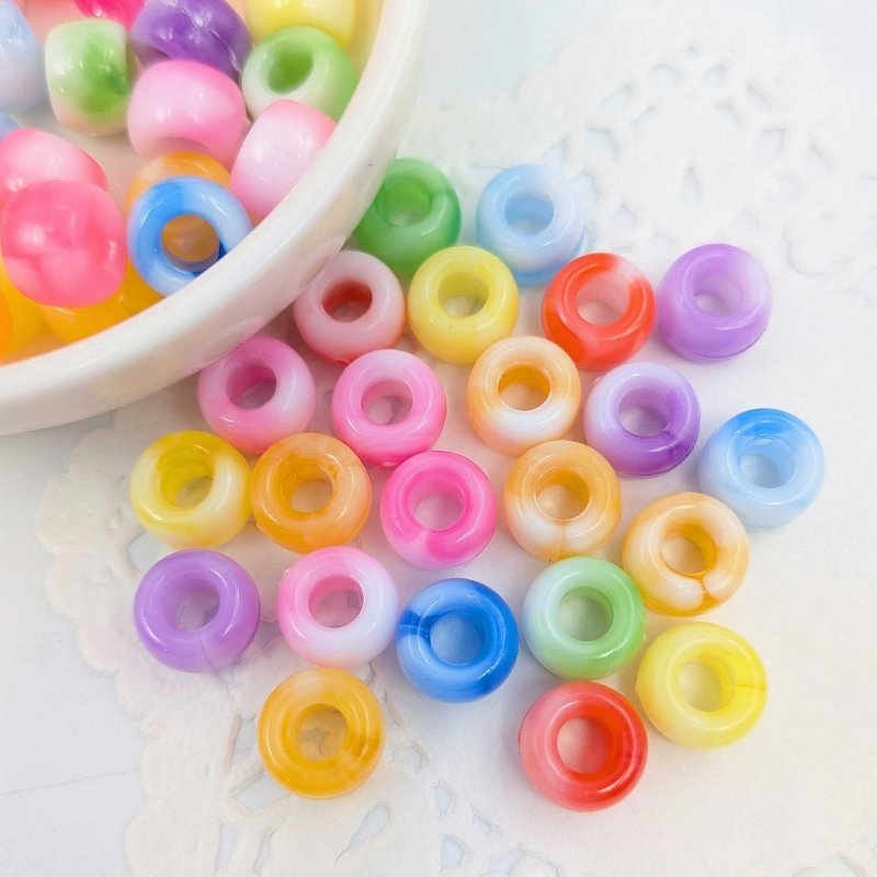 画像1: アクリルビーズ マーブル B-12 ポニービーズ カラフル 大きい穴 約9mm 50個セット カスタムキーホルダー カスタムボールペン ハンドメイド アクセサリーパーツ プラスチックビーズ ビーズクラブ (1)