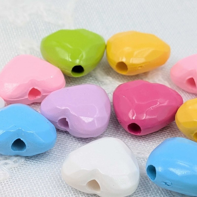 画像3: アクリルビーズ ハート型 B-14 カラフル 約14mm 20個セット ハンドメイド アクセサリーパーツ プラスチックビーズ ビーズクラブ (3)