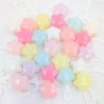 画像1: アクリルビーズ 星型 B-15 パステルカラー ぷっくり 約14mm 30個セット 大きめ穴 ポニービーズハンドメイド アクセサリーパーツ プラスチックビーズ ビーズクラブ (1)