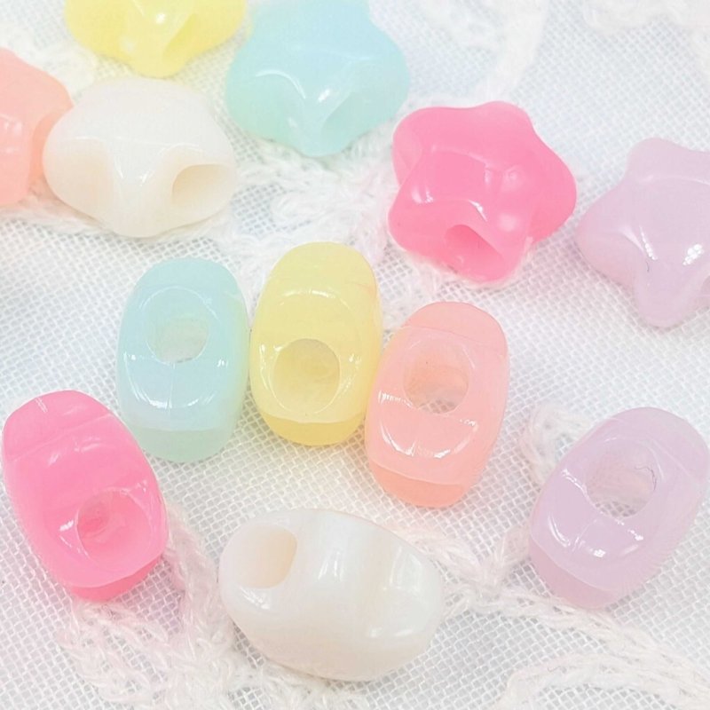 画像4: アクリルビーズ 星型 B-15 パステルカラー ぷっくり 約14mm 30個セット 大きめ穴 ポニービーズハンドメイド アクセサリーパーツ プラスチックビーズ ビーズクラブ (4)