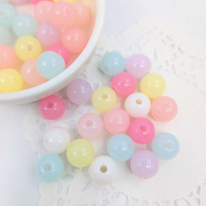 画像4: アクリルビーズ ラウンド型 B-16 パステルカラー 大 約10mm 50個セット ハンドメイド アクセサリーパーツ プラスチックビーズ ビーズクラブ (4)