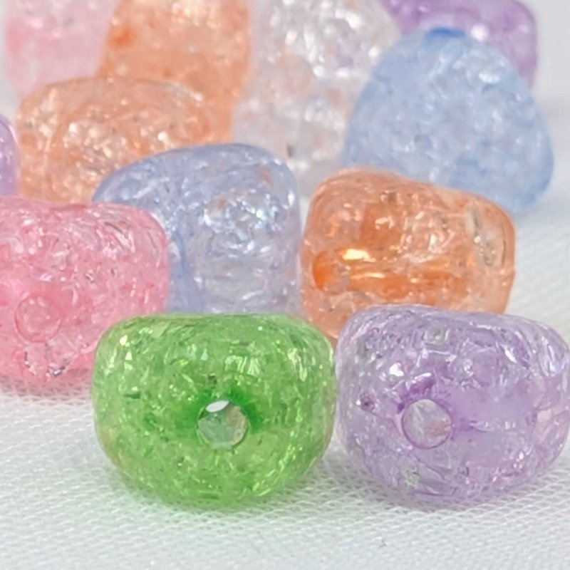 画像3: アクリルビーズ ハート型 B-17 パステルカラークラックビーズ 約10mm 50個セット ハンドメイド アクセサリーパーツ プラスチックビーズ ビーズクラブ (3)