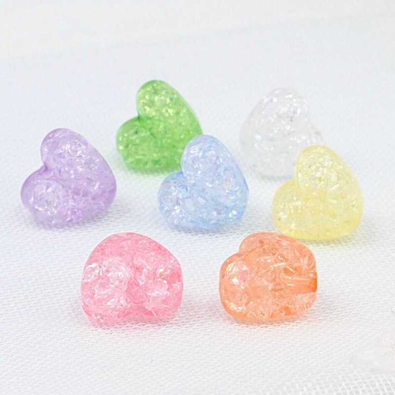 画像1: アクリルビーズ ハート型 B-17 パステルカラークラックビーズ 約10mm 50個セット ハンドメイド アクセサリーパーツ プラスチックビーズ ビーズクラブ (1)