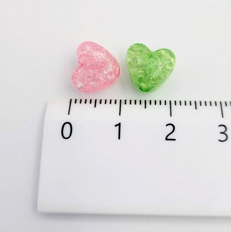 画像2: アクリルビーズ ハート型 B-17 パステルカラークラックビーズ 約10mm 50個セット ハンドメイド アクセサリーパーツ プラスチックビーズ ビーズクラブ (2)