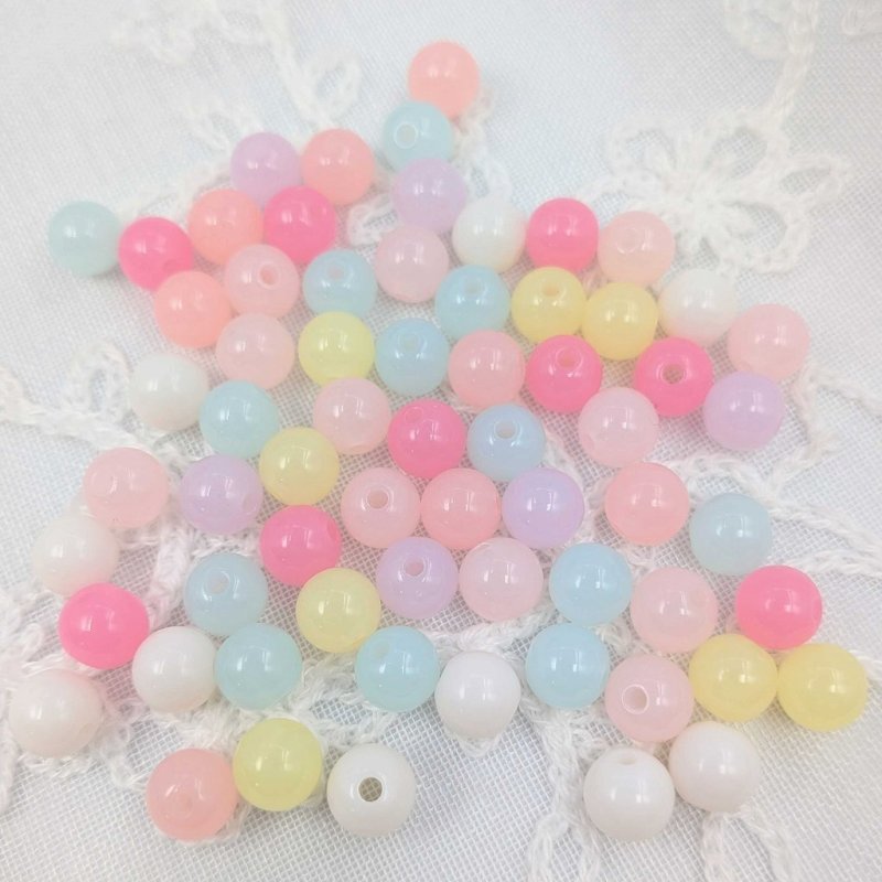 画像4: アクリルビーズ ラウンド型 B-18 パステルカラー 小 約8mm 50個セット ハンドメイド アクセサリーパーツ プラスチックビーズ ビーズクラブ (4)