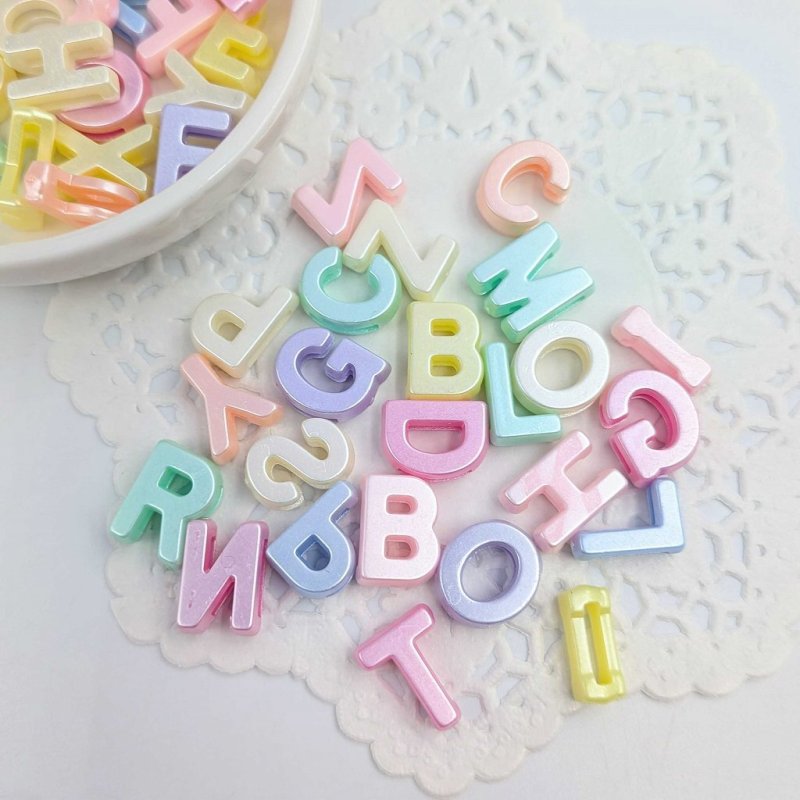 画像5: アクリルビーズ アルファベット型 B-20 パステルカラー イニシャル 約12mm 100個セット ハンドメイド アクセサリーパーツ プラスチックビーズ ビーズクラブ (5)