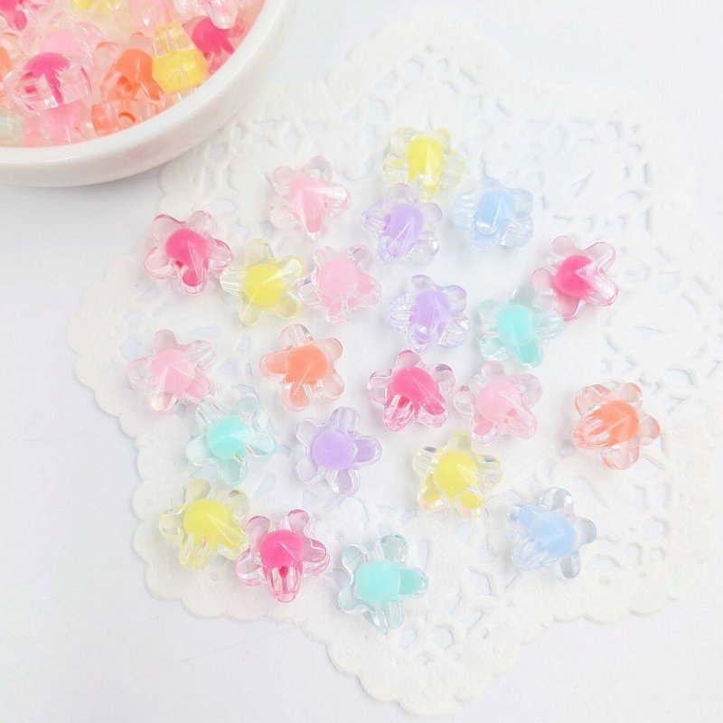 画像5: アクリルビーズ 花型 B-21 ミックスカラー 約12mm 50個セット フラワー ハンドメイド アクセサリーパーツ プラスチックビーズ ビーズクラブ (5)