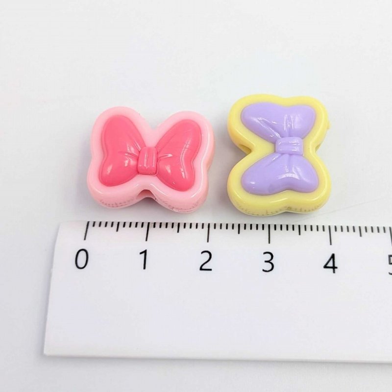 画像2: アクリルビーズ リボン型 B-22 カラフル 約17mm 10個セット ハンドメイド アクセサリーパーツ プラスチックビーズ ビーズクラブ (2)