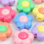 画像3: アクリルビーズ 花型 B-23 カラフル 約16mm 15個セット ハンドメイド アクセサリーパーツ プラスチックビーズ ビーズクラブ (3)