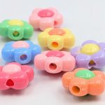 画像4: アクリルビーズ 花型 B-23 カラフル 約16mm 15個セット ハンドメイド アクセサリーパーツ プラスチックビーズ ビーズクラブ (4)