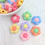 画像5: アクリルビーズ 花型 B-23 カラフル 約16mm 15個セット ハンドメイド アクセサリーパーツ プラスチックビーズ ビーズクラブ (5)