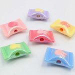 画像5: アクリルビーズ キャンディー型 ウサギ模様入り B-26 カラフル 約21mm 10個セット ハンドメイド アクセサリーパーツ プラスチックビーズ ビーズクラブ (5)