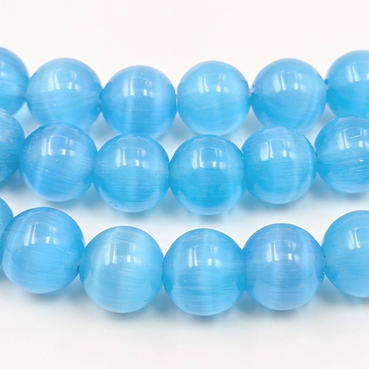 新品　パワーストーン　水色 ビーズクラブ キャッツアイ 水色 ラウンド 8mm 連売り