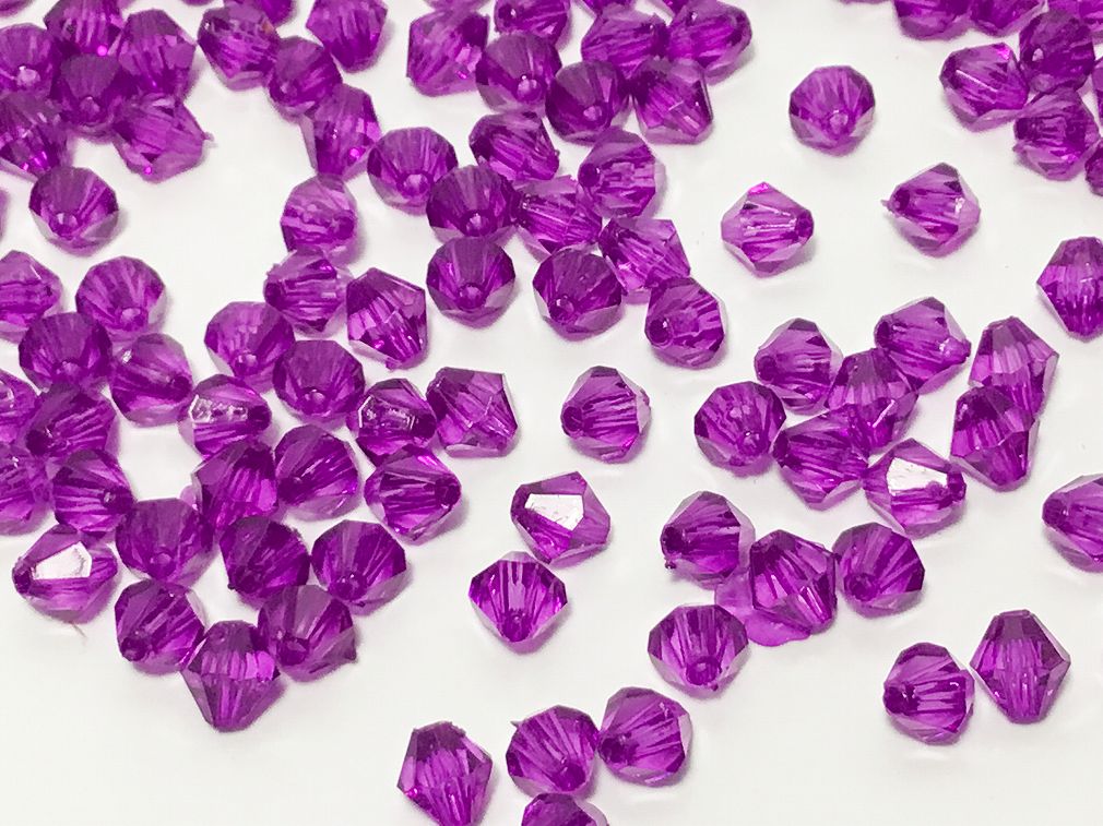 ビーズクラブ アクリルビーズ 紫 ダイヤカット 6mm 100個 プラスチック