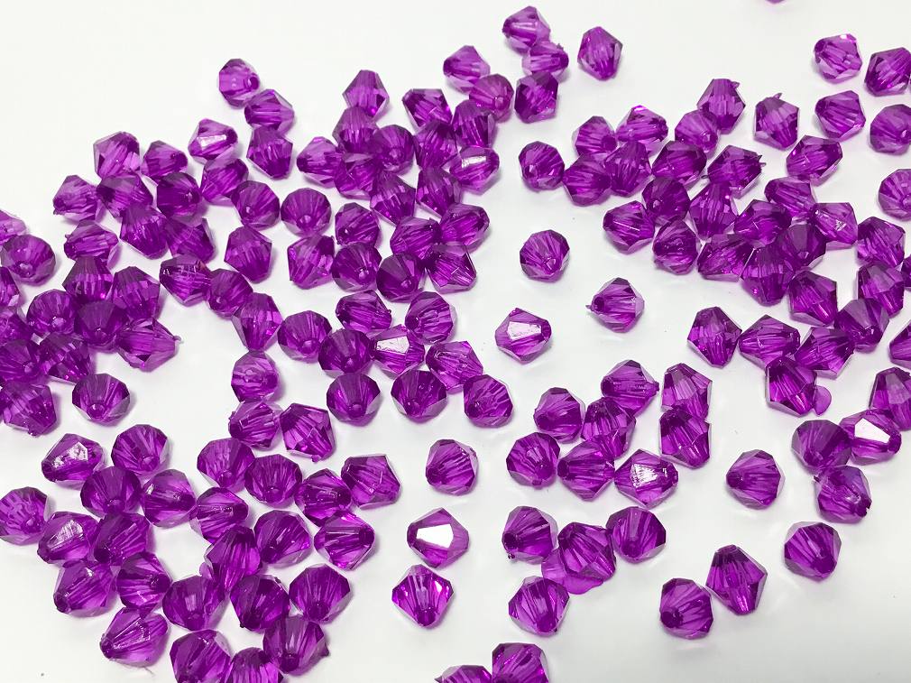 ビーズクラブ アクリルビーズ 紫 ダイヤカット 6mm 100個 プラスチック